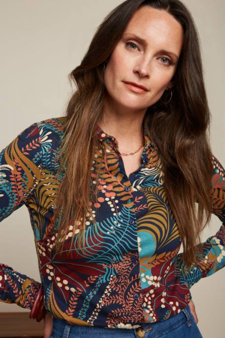 Bekleidung bei King Louie Frauen Bluse Nachtigall Blau 8LT0114