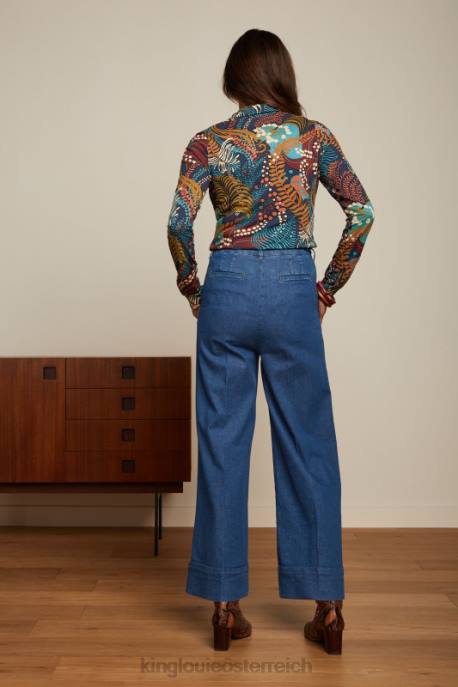 Bekleidung bei King Louie Frauen Bluse Nachtigall Blau 8LT0114