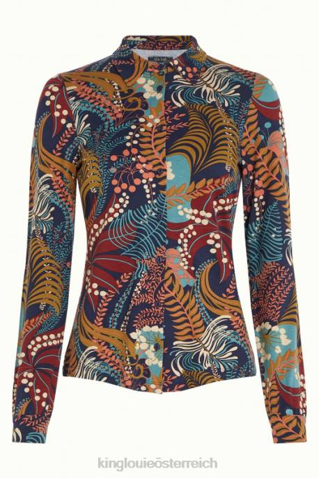 Bekleidung bei King Louie Frauen Bluse Nachtigall Blau 8LT0114