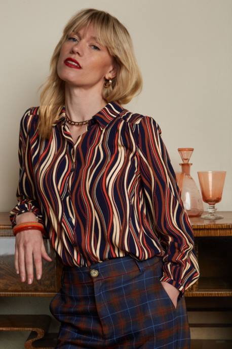 Bekleidung bei King Louie Frauen Carina Bluse Merrill Blau 8LT0118