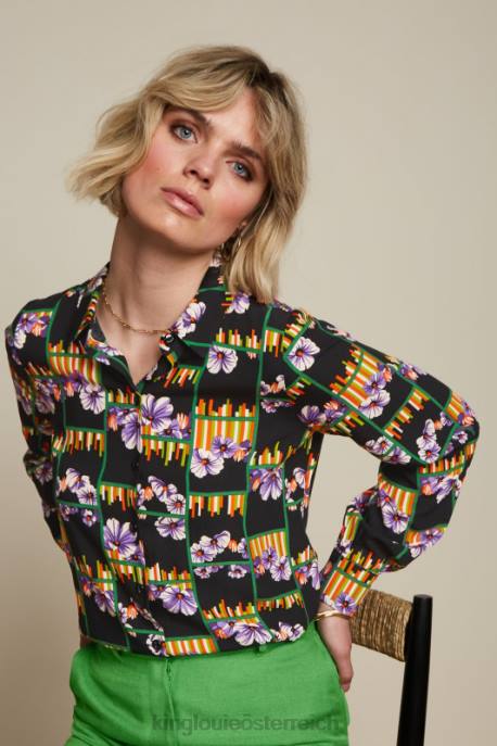 Bekleidung bei King Louie Frauen Maisie Bluse Rebelle Schwarz 8LT0123