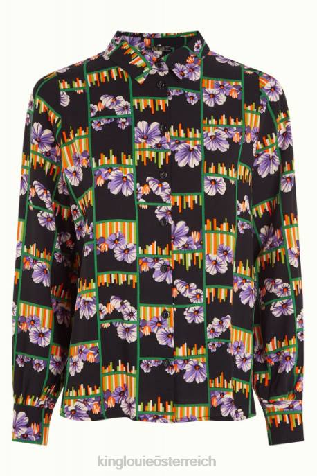 Bekleidung bei King Louie Frauen Maisie Bluse Rebelle Schwarz 8LT0123