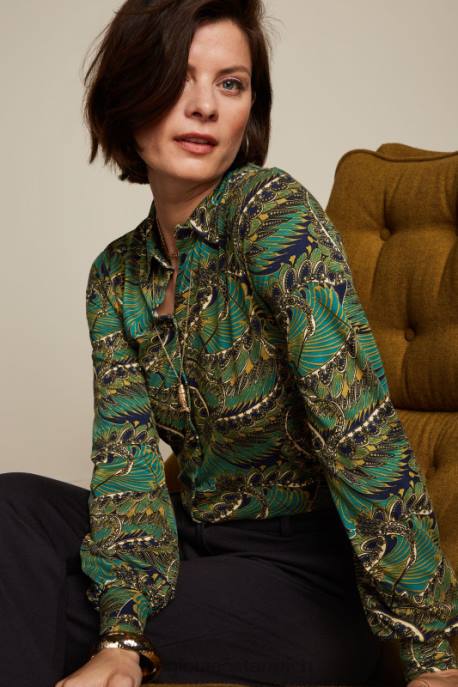 Bekleidung bei King Louie Frauen Maisie-Bluse Venus Blau 8LT0112