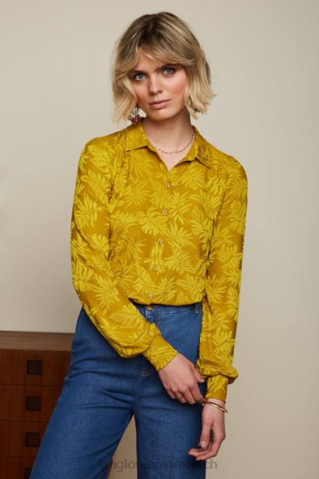 Bekleidung bei King Louie Frauen Pop-up-Bluse von Carina Currygelb 8LT0125
