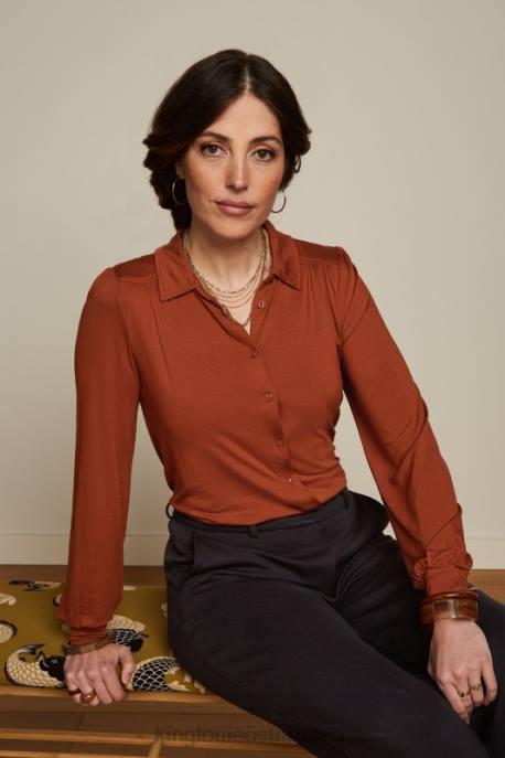 Bekleidung bei King Louie Frauen carina bluse ecovero licht Cognac-Orange 8LT0130