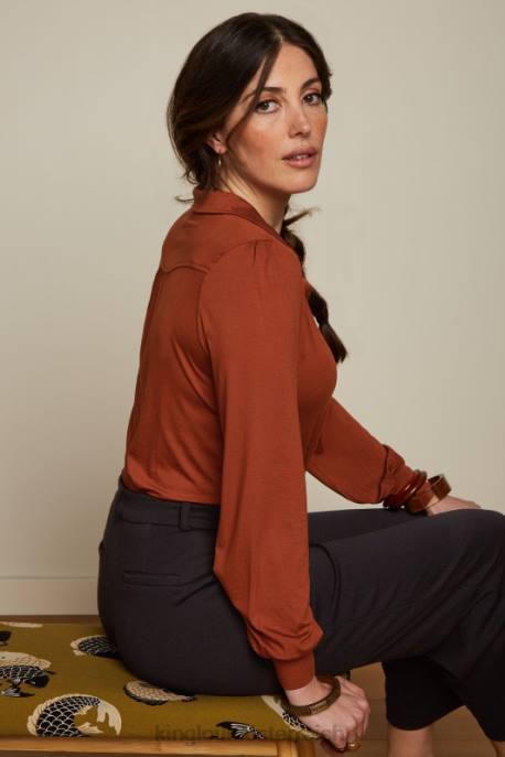 Bekleidung bei King Louie Frauen carina bluse ecovero licht Cognac-Orange 8LT0130