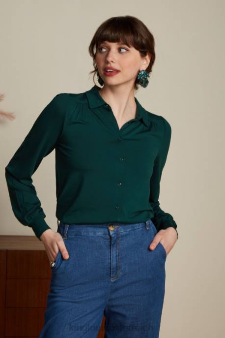 Bekleidung bei King Louie Frauen carina bluse ecovero licht Kieferngrün 8LT0133