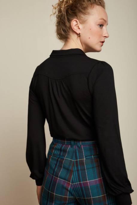 Bekleidung bei King Louie Frauen carina bluse ecovero licht Schwarz 8LT0131