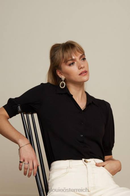 Bekleidung bei King Louie Frauen carina bluse ecovero licht Schwarz 8LT0136