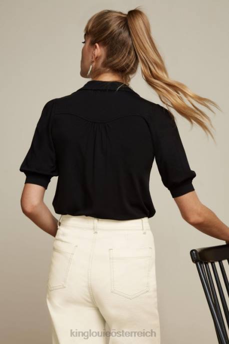 Bekleidung bei King Louie Frauen carina bluse ecovero licht Schwarz 8LT0136