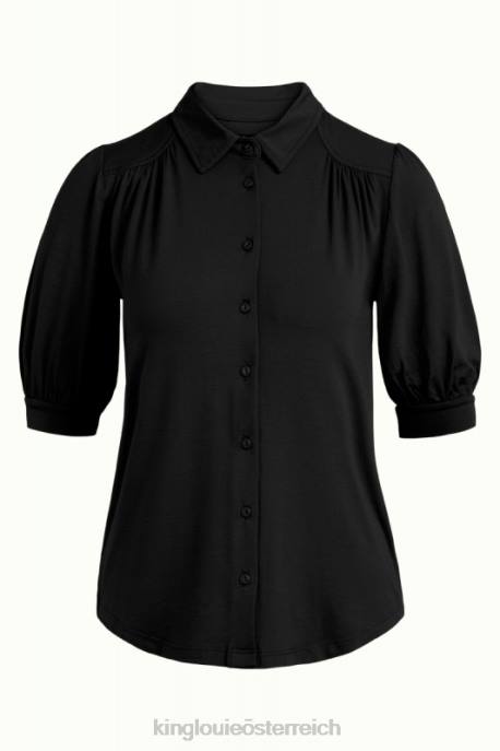 Bekleidung bei King Louie Frauen carina bluse ecovero licht Schwarz 8LT0136