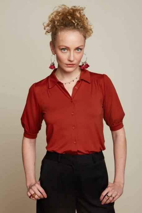 Bekleidung bei King Louie Frauen carina bluse ecovero licht Sienarot 8LT0140