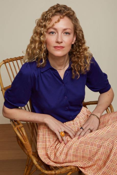 Bekleidung bei King Louie Frauen carina bluse ecovero licht tiefes Blau 8LT0139