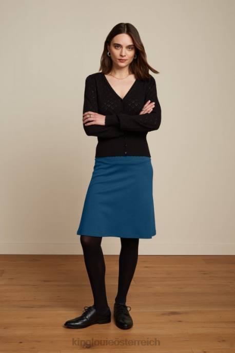 Bekleidung bei King Louie Frauen Bordürenrock Milano Uni Matrosenblau 8LT0172