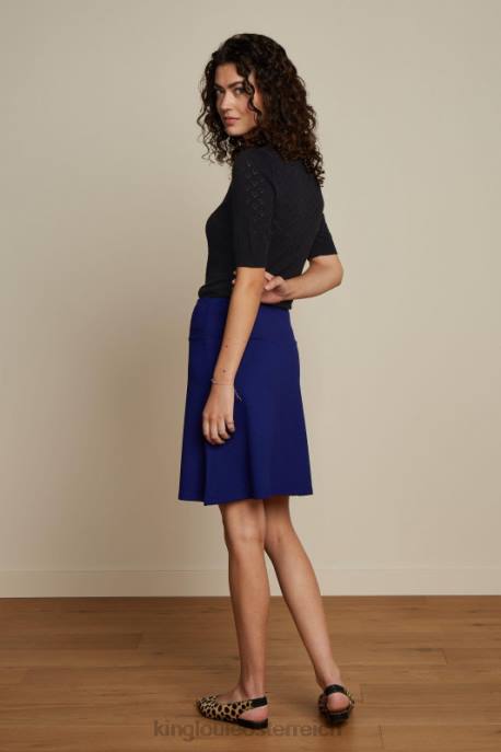 Bekleidung bei King Louie Frauen Bordürenrock Milano Uni Peacoatblau 8LT0168