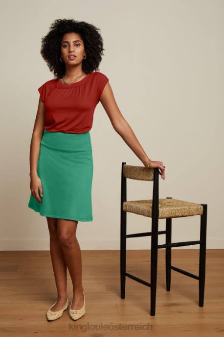 Bekleidung bei King Louie Frauen Bordürenrock Milano Uni mittelgrün 8LT0173