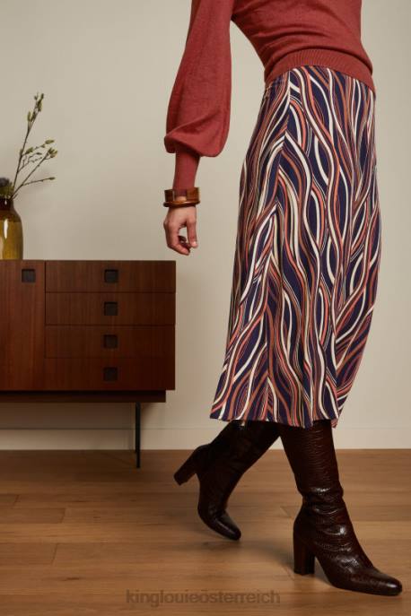 Bekleidung bei King Louie Frauen Juno Midirock Merrill Blau 8LT0152