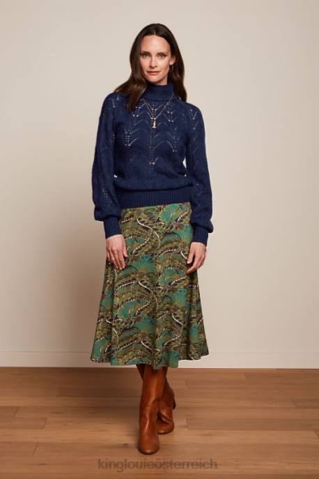 Bekleidung bei King Louie Frauen Juno Midirock Venus Blau 8LT0146