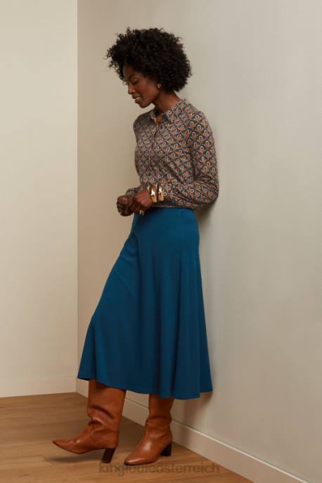 Bekleidung bei King Louie Frauen Juno-Rock aus Milano-Krepp Teichblau 8LT0164