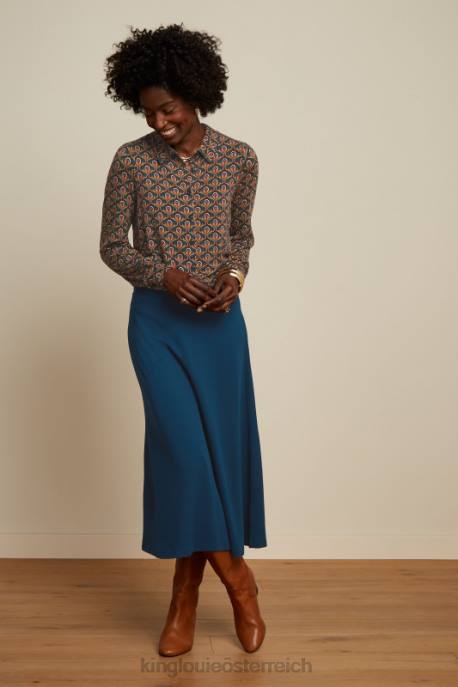 Bekleidung bei King Louie Frauen Juno-Rock aus Milano-Krepp Teichblau 8LT0164