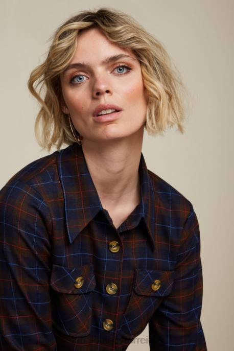 Bekleidung bei King Louie Frauen Janice Jacke Pandora Check Blau 8LT0179