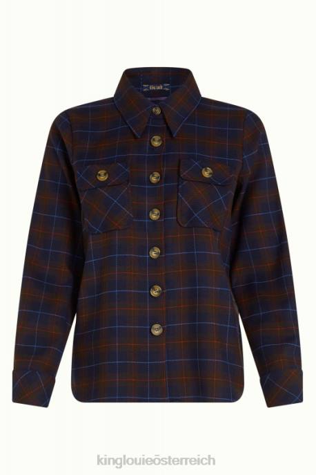 Bekleidung bei King Louie Frauen Janice Jacke Pandora Check Blau 8LT0179