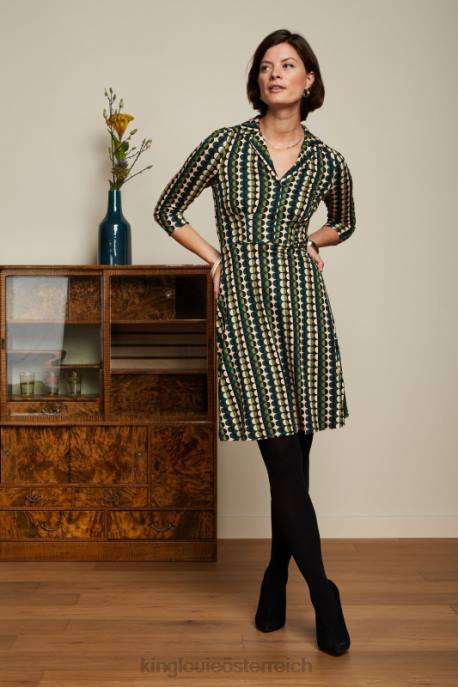 Bekleidung bei King Louie Frauen Diner-Kleid Quincy Kieferngrün 8LT09