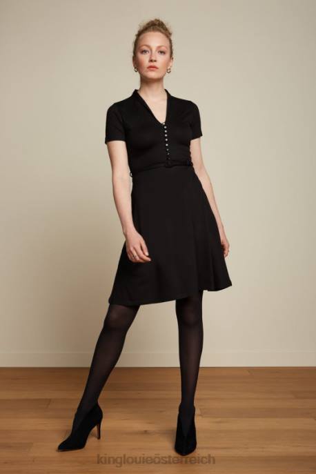 Bekleidung bei King Louie Frauen Emmy Kleid Ecovero Classic Schwarz 8LT031