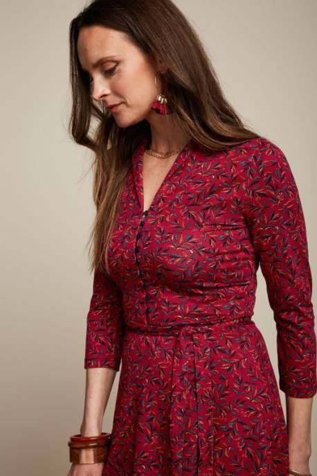 Bekleidung bei King Louie Frauen Emmy Kleid Vinti Kirschrot 8LT05