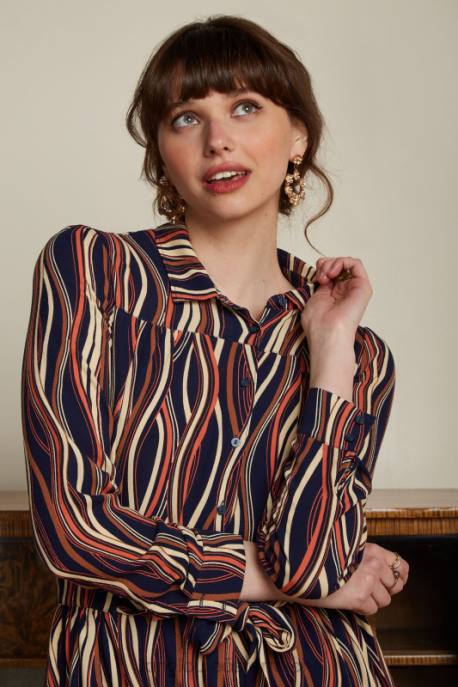 Bekleidung bei King Louie Frauen Lalia Kleid Merrill Blau 8LT017