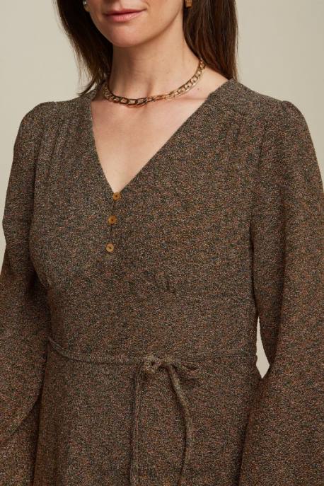 Bekleidung bei King Louie Frauen Lelia Kleid Karussell Lurex Gold 8LT01