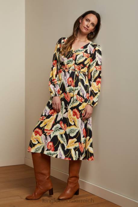 Bekleidung bei King Louie Frauen Lelia Kleid Marmora Schwarz 8LT030