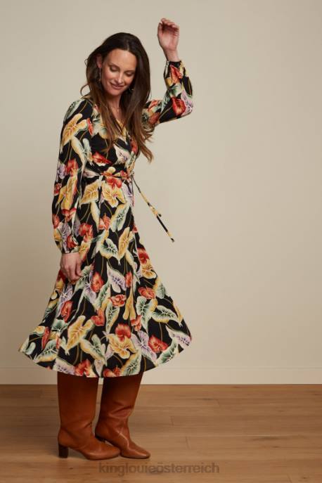 Bekleidung bei King Louie Frauen Lelia Kleid Marmora Schwarz 8LT030