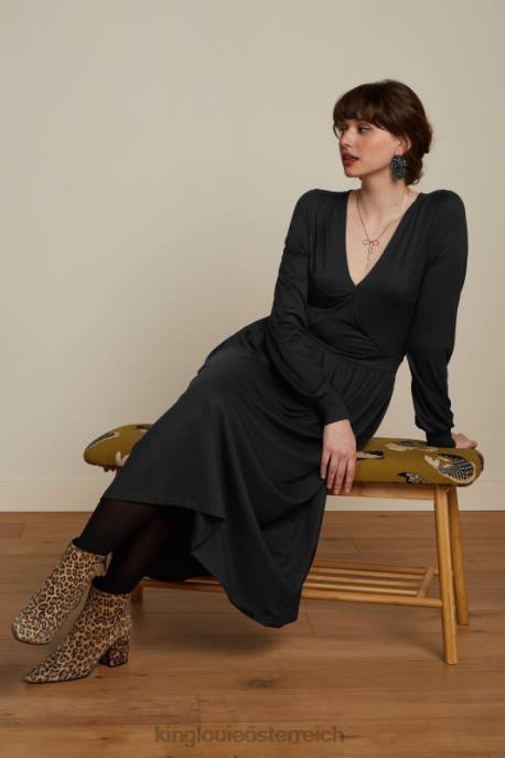 Bekleidung bei King Louie Frauen Loretta-Kleid ecovero klassisch Schwarz 8LT02