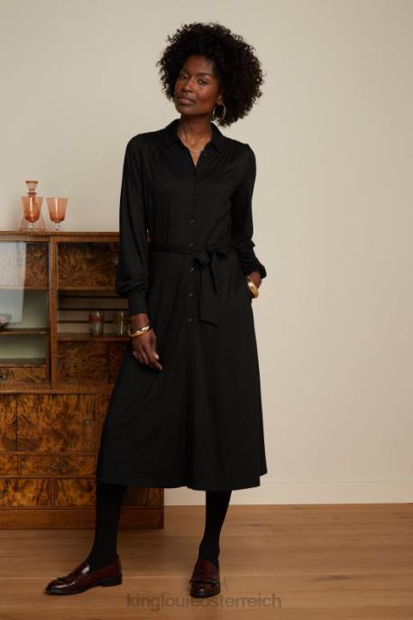 Bekleidung bei King Louie Frauen Maisie Kleid Ecovero Classic Schwarz 8LT03