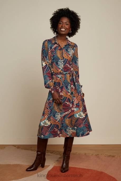 Bekleidung bei King Louie Frauen Maisie-Kleid Nachtigall Blau 8LT011