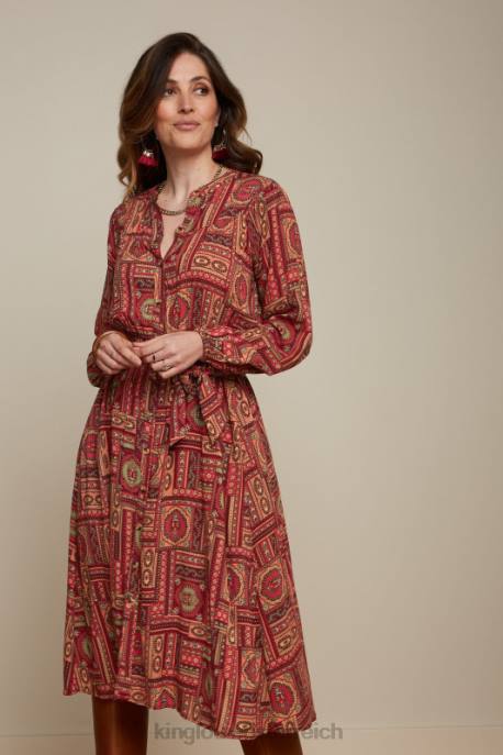 Bekleidung bei King Louie Frauen Nala-Kleid Balthazar Cabernet-Rot 8LT019