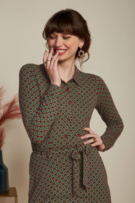 Bekleidung bei King Louie Frauen Sheeva-Kleid staubig Cabernet-Rot 8LT022