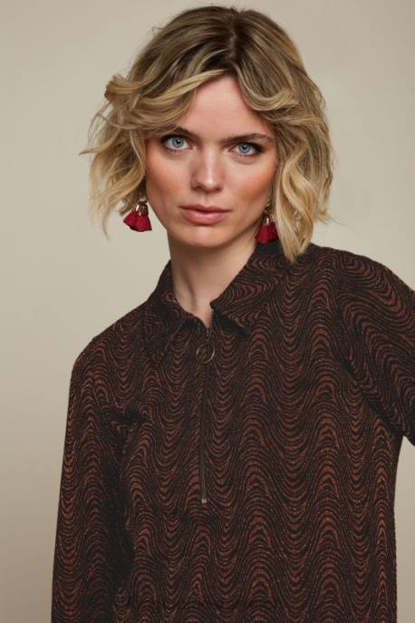 Bekleidung bei King Louie Frauen Tunika-Reißverschlusskleid Tempest Cognac-Orange 8LT023