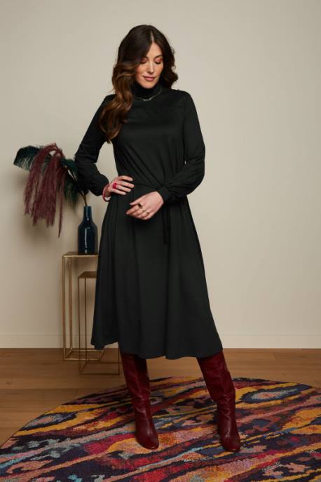 Bekleidung bei King Louie Frauen Viviana Kleid Ecovero klassisch Schwarz 8LT04