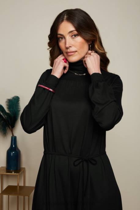 Bekleidung bei King Louie Frauen Viviana Kleid Ecovero klassisch Schwarz 8LT04