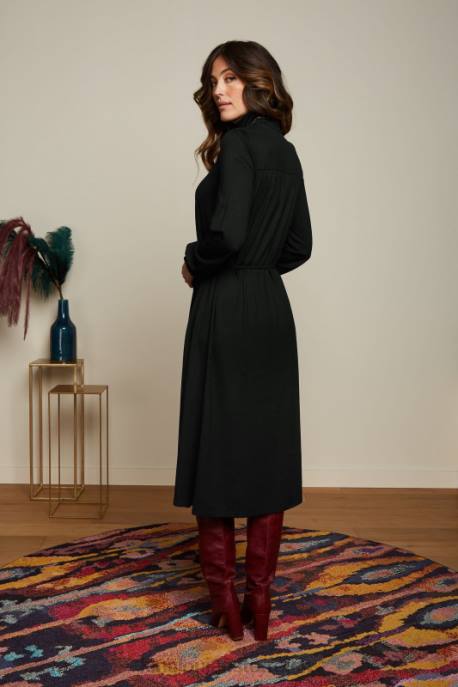 Bekleidung bei King Louie Frauen Viviana Kleid Ecovero klassisch Schwarz 8LT04