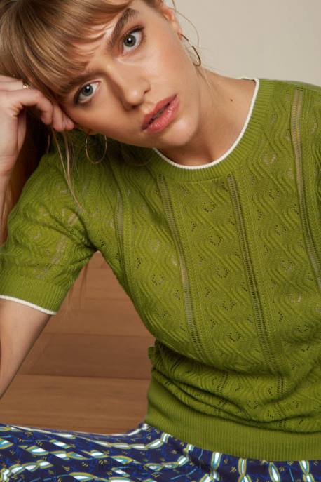 Bekleidung bei King Louie Frauen Agnes Puff-Top Herrero Waldrebengrün 8LT0102