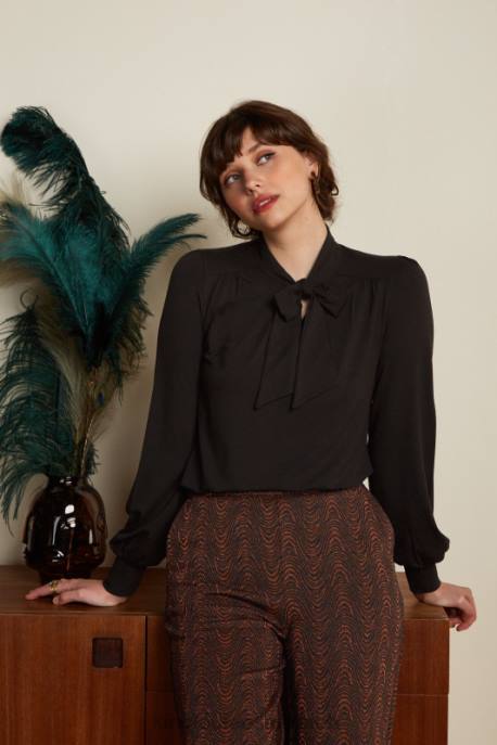 Bekleidung bei King Louie Frauen Amalia Top Ecovero Licht Schwarz 8LT035