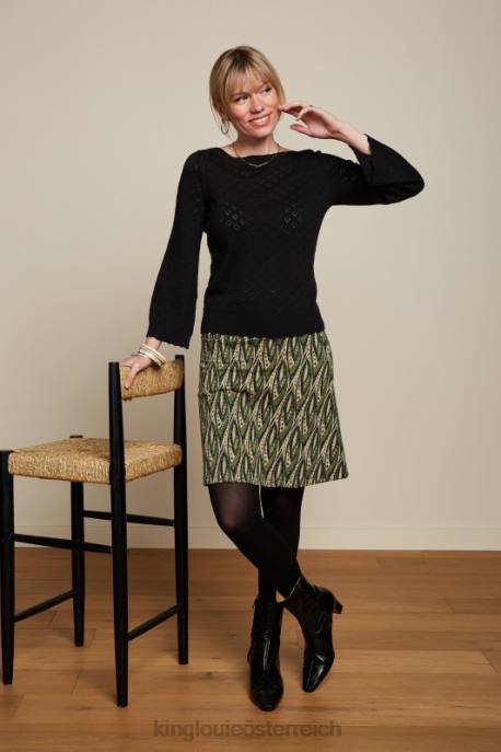 Bekleidung bei King Louie Frauen Audrey Trompetenärmel Herz ajour Schwarz 8LT082