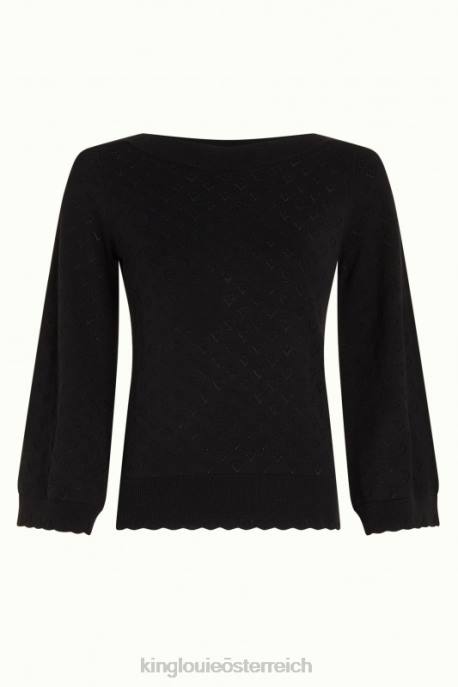 Bekleidung bei King Louie Frauen Audrey Trompetenärmel Herz ajour Schwarz 8LT082