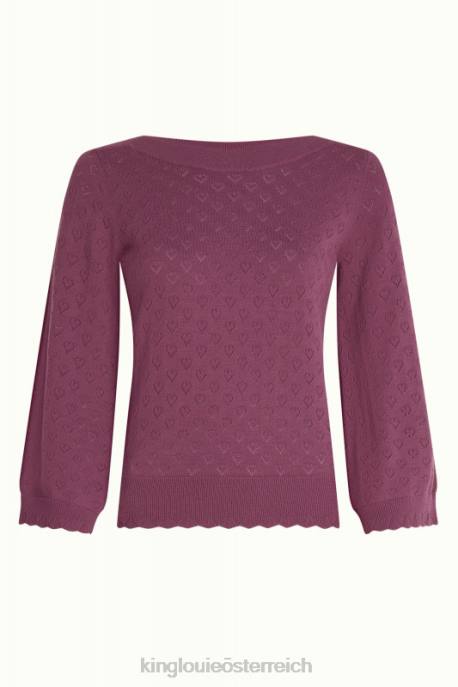 Bekleidung bei King Louie Frauen Audrey Trompetenärmel Herz ajour kastanienbraunes Rot 8LT085