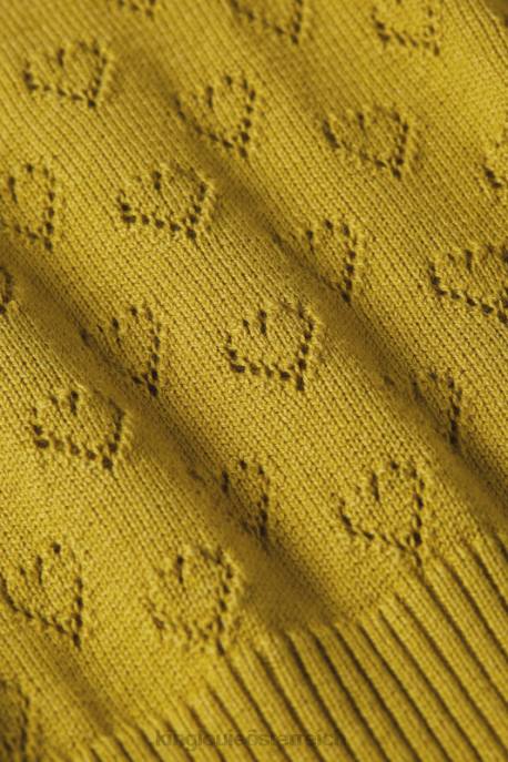 Bekleidung bei King Louie Frauen Bella Glockenärmel-Top mit Herz-Ajour-Motiv Currygelb 8LT086