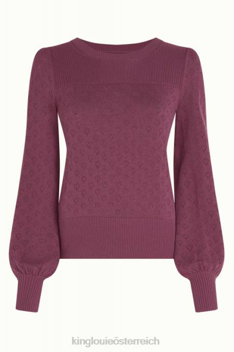 Bekleidung bei King Louie Frauen Bella Glockenärmel-Top mit Herz-Ajour-Motiv kastanienbraunes Rot 8LT089