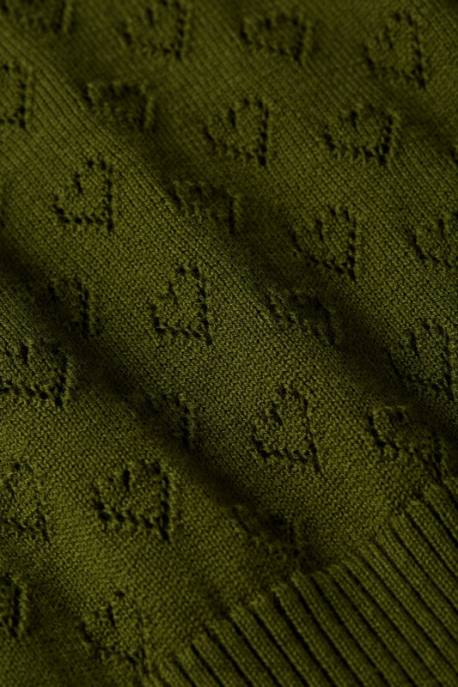 Bekleidung bei King Louie Frauen Bella Glockenärmel-Top mit Herz-Ajour-Motiv olivgrün 8LT090